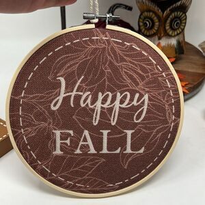 Happy Fall Hoop Hanging Wall Decoration Decor cozy autumn vibes office dorm NWT